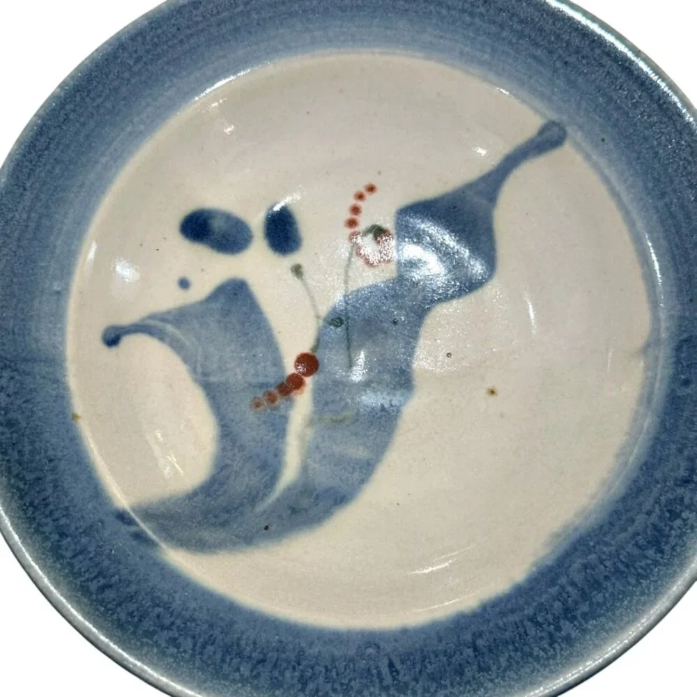 MV Studio Art Pottery Bowls Stoneware Handmade Artist Signed Set of 2 - 6.5 Inch